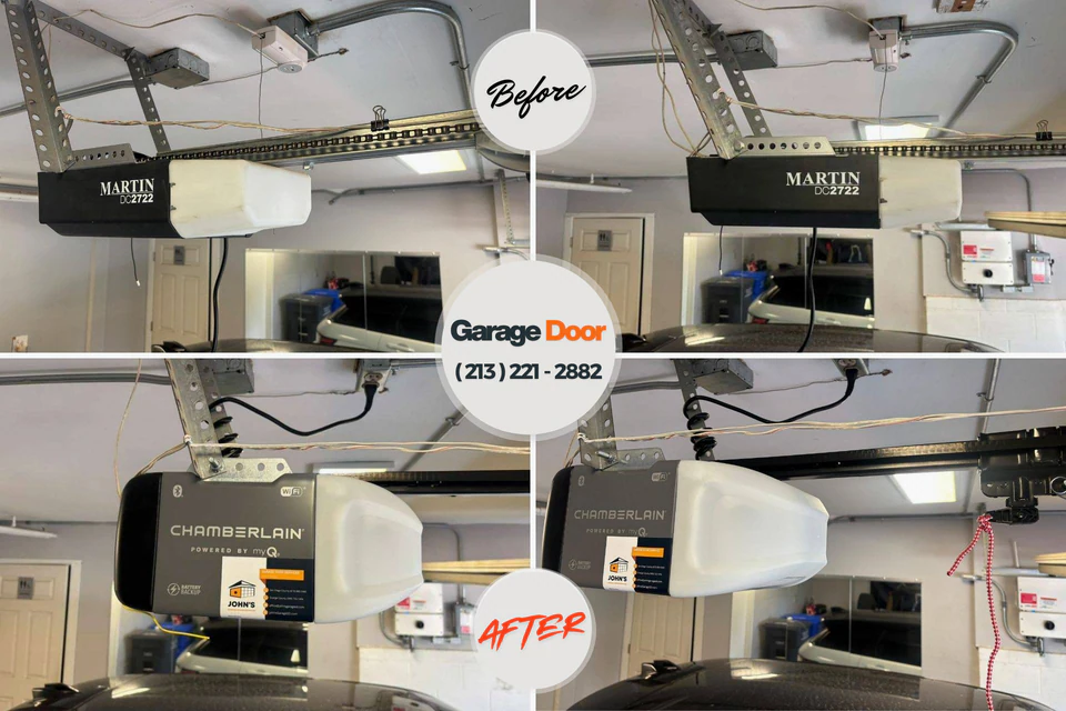 Before and after: garage door repair Cupertino, CA